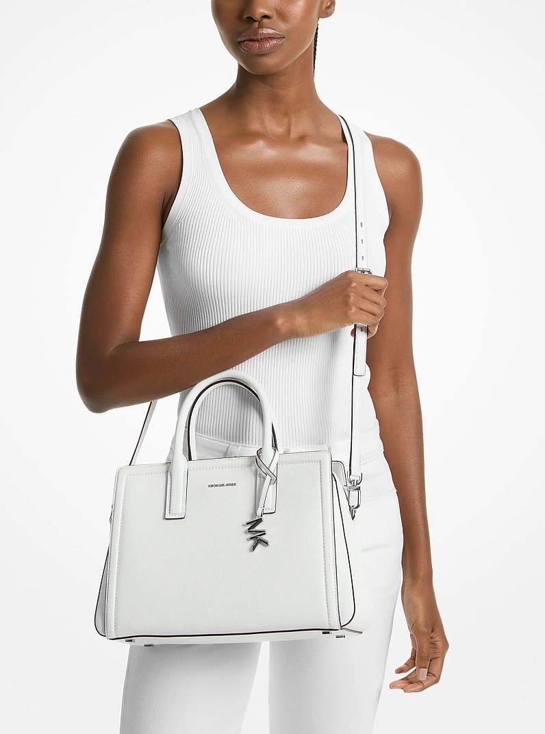 Laila Medium Leather Satchel in OPTIC WHITE | Michael Kors