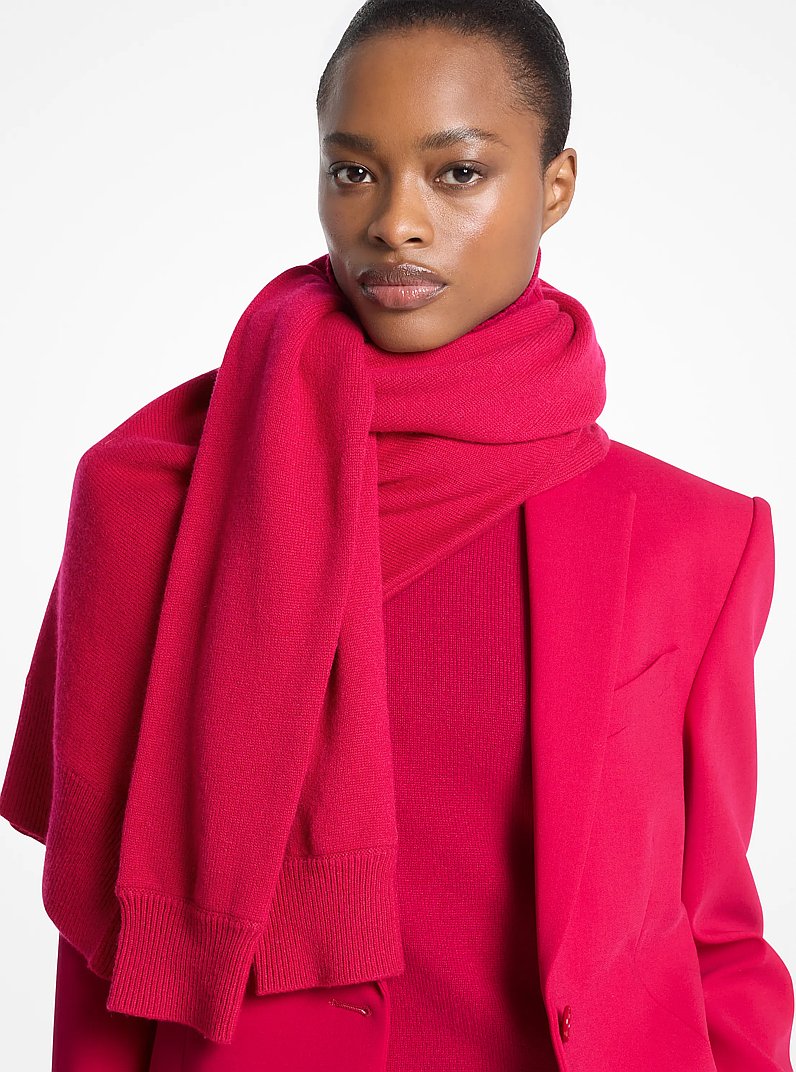 Cashmere Sweater Scarf in RASPBERRY | Michael Kors