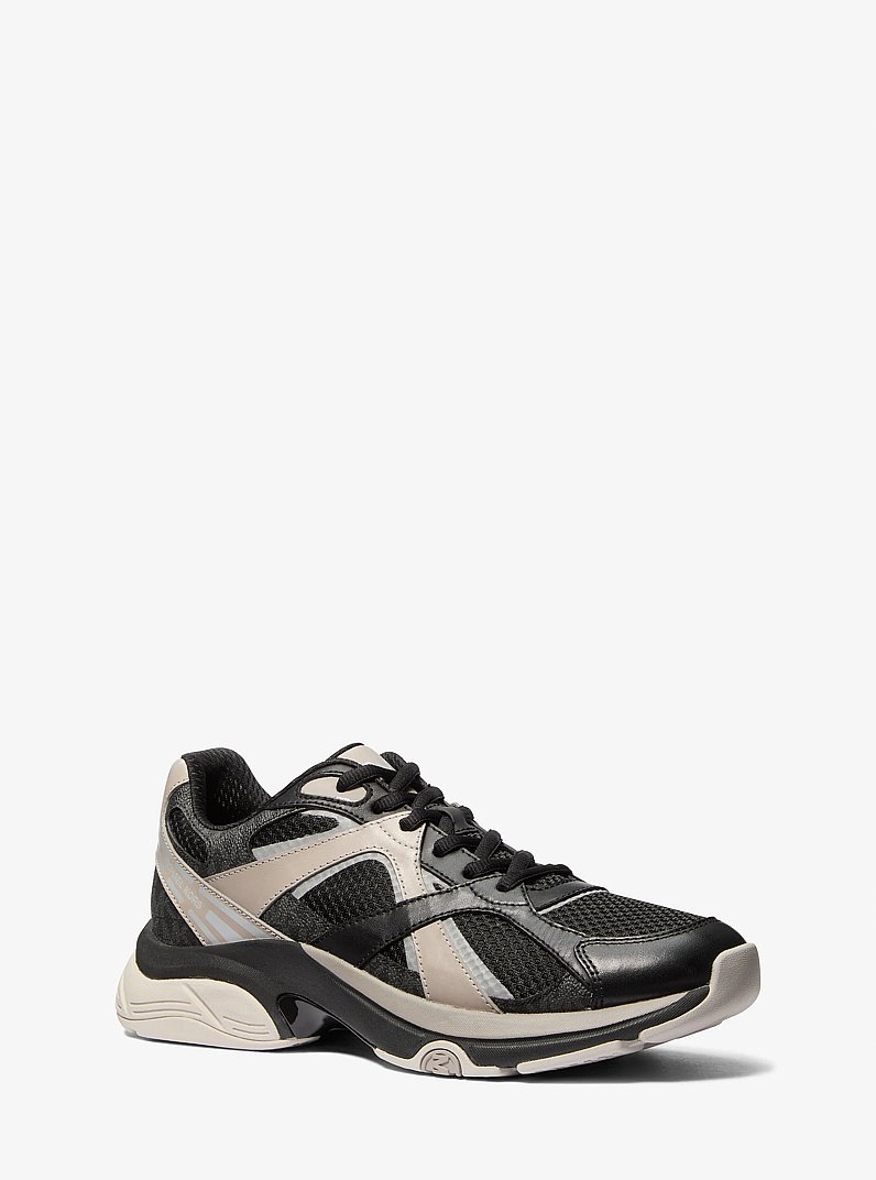 Leo Mixed-Media Trainer in BLACK | Michael Kors