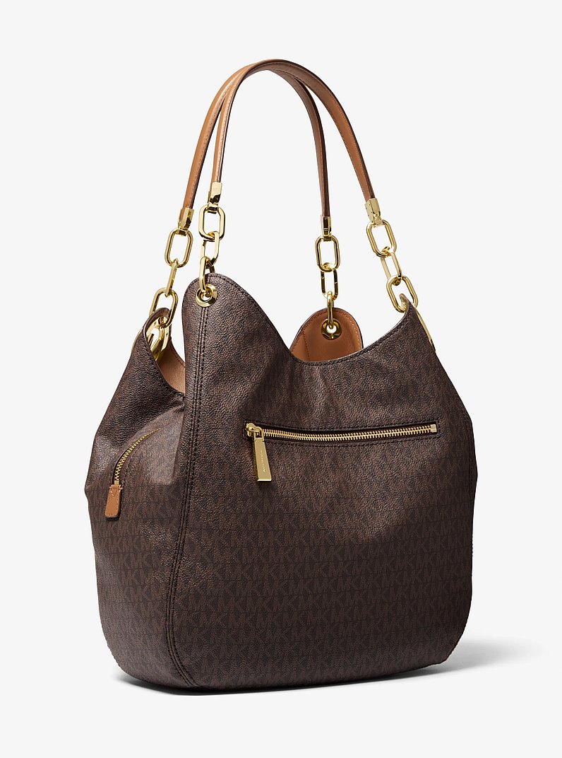 Bolso de hombro Lillie grande con logotipo in MARR&Oacute;N/BELLOTA | Michael Kors