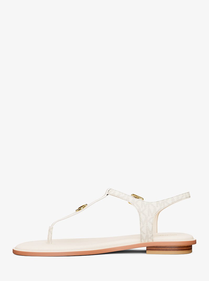 Mallory Signature Logo T-Strap Sandal in VANILLA | Michael Kors