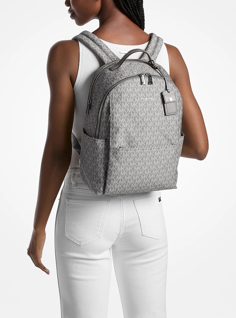 Sable Large Printed Signature Logo Backpack in STORM | Michael Kors