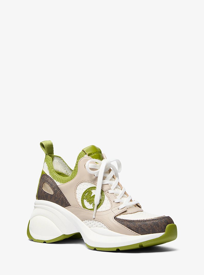 Zuma Mixed-Media Trainer in MEADOW GREEN | Michael Kors