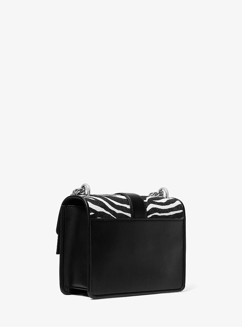 Greenwich Small Zebra Print Calf Hair Crossbody Bag in BLACK | Michael Kors