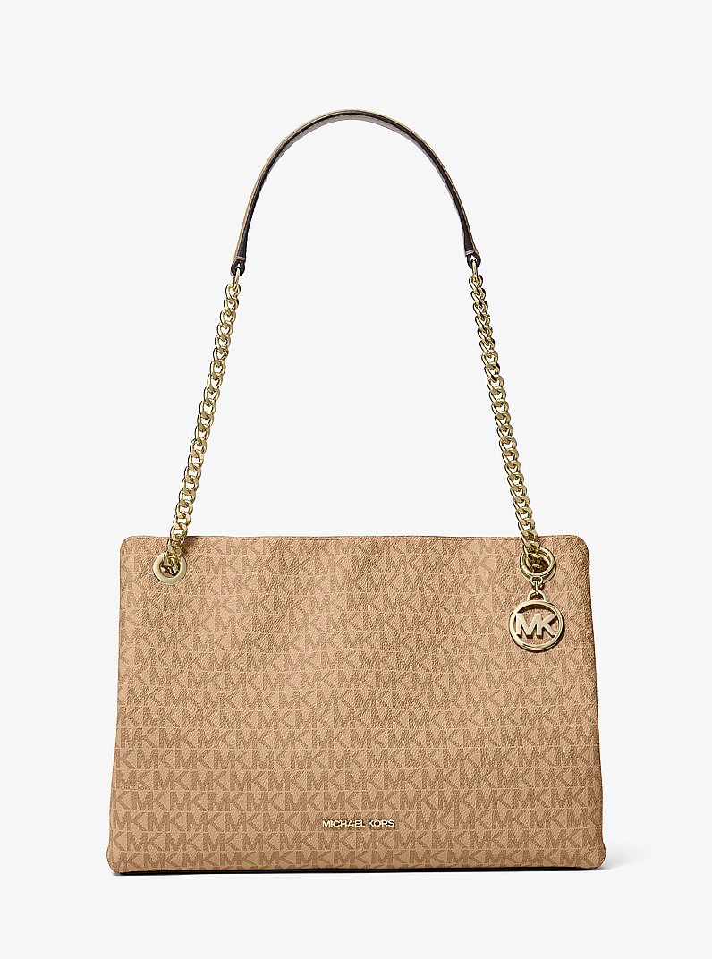 Sac messager Christina de taille moyenne &agrave; logo Signature in POIL DE CHAMEAU | Michael Kors