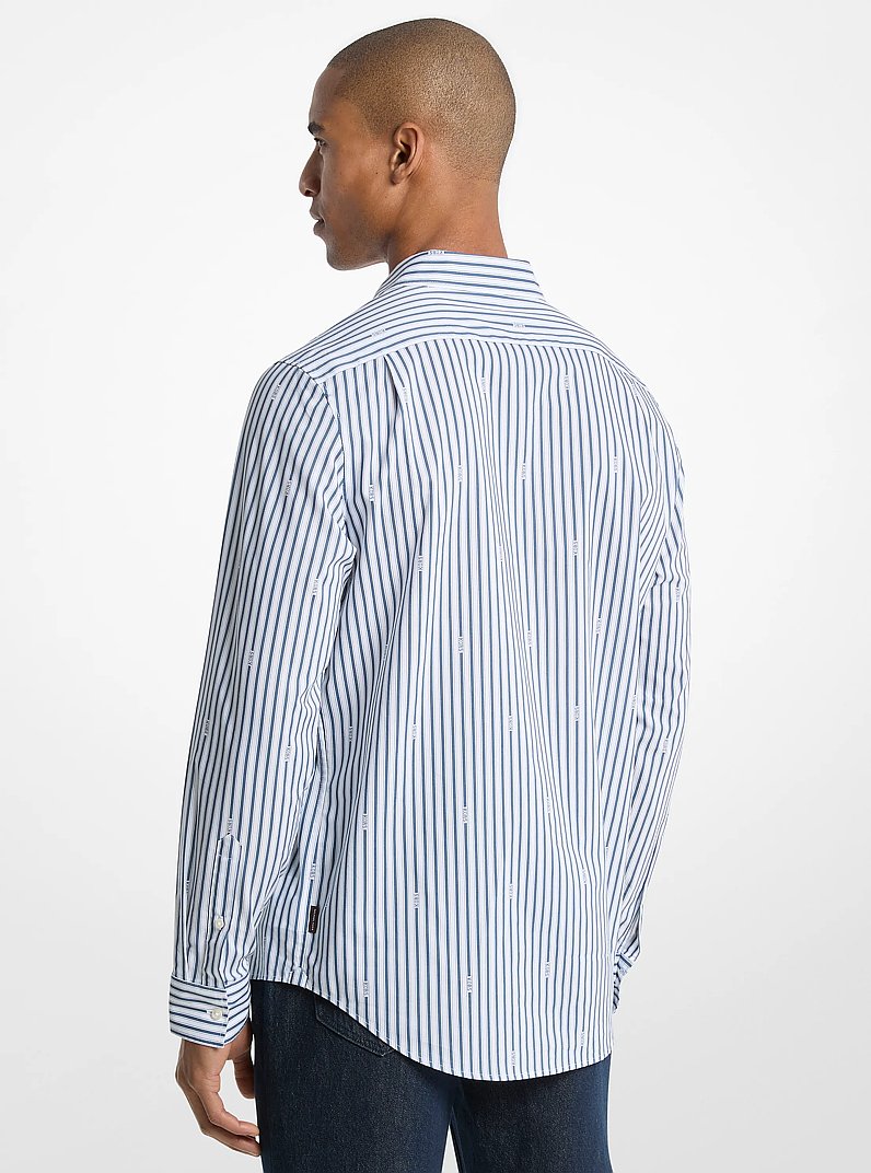 Striped Cotton Blend Shirt in DENIM | Michael Kors