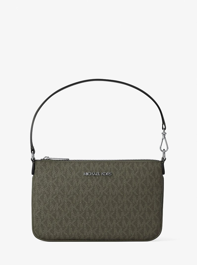 Petite pochette-bracelet convertible Jet Set &agrave; logo Signature in VERT OLIVE | Michael Kors