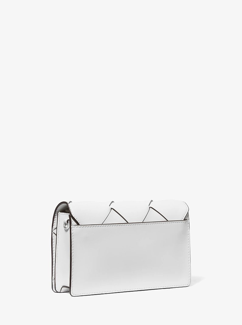 Jet Set Medium Woven Leather Crossbody Bag in OPTIC WHITE | Michael Kors