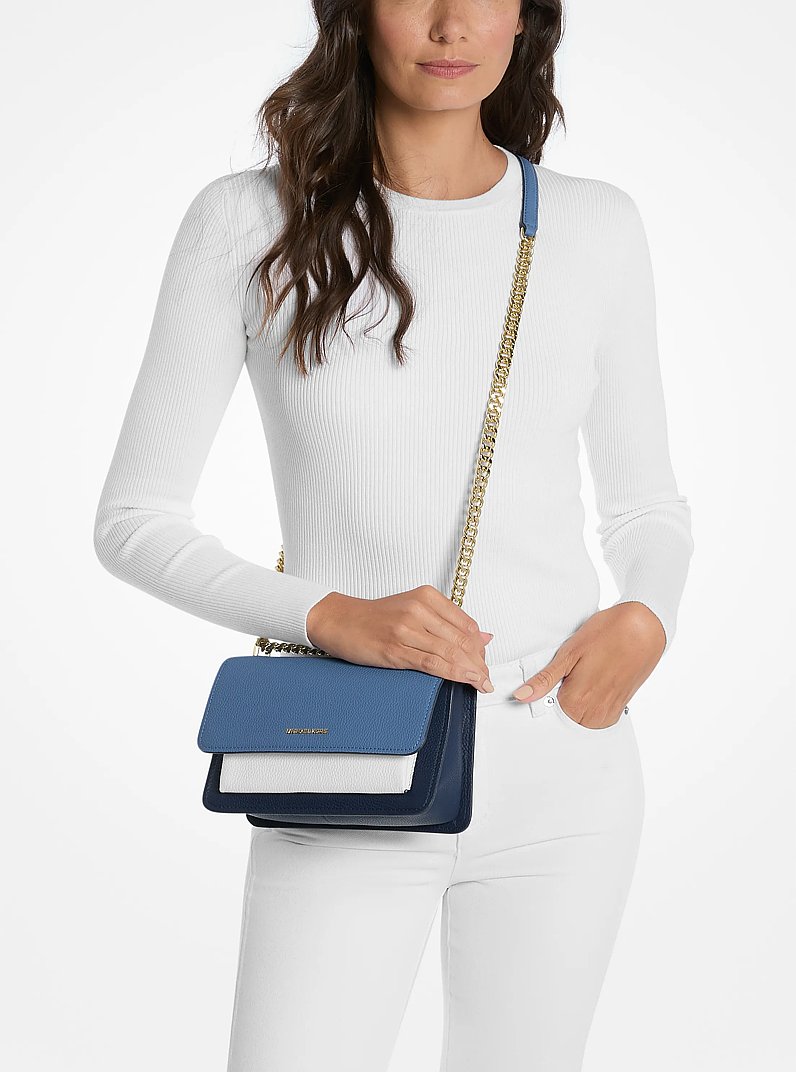 Claire Large Color-Block Leather Shoulder Bag in FRCH BLU MLT | Michael Kors