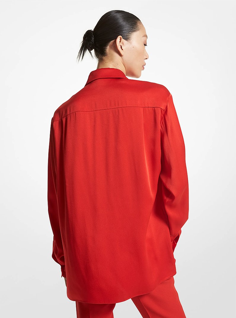 Charmeuse Boyfriend Shirt in POPPY | Michael Kors