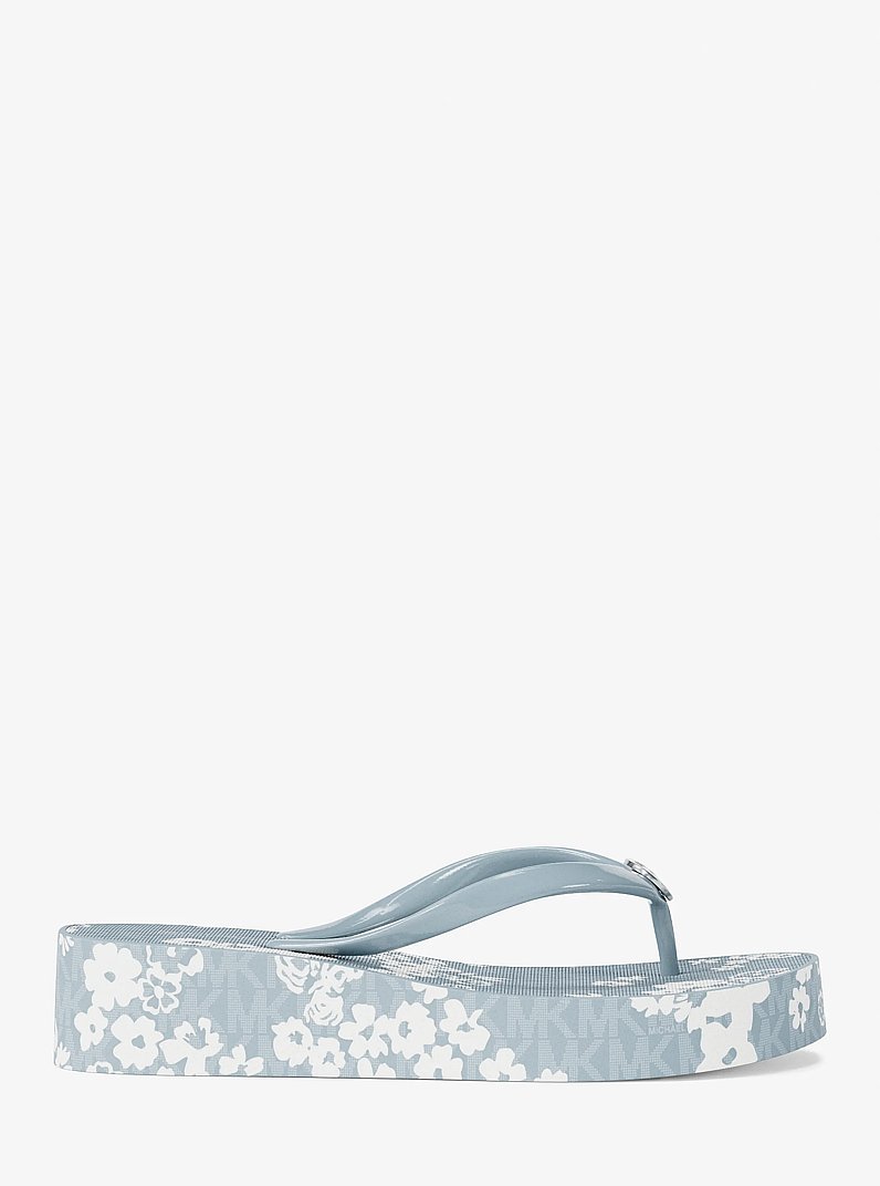Bedford Printed Signature Logo Flip Flop in PALE OCEAN | Michael Kors