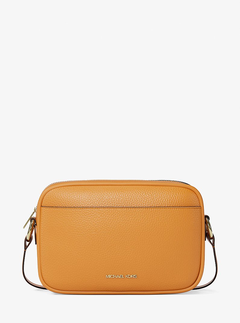 Jet Set Large Pebbled Leather Camera Crossbody Bag in RADIANT ORANGE | Michael Kors