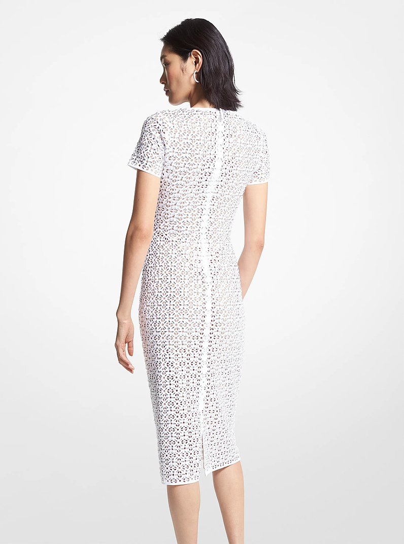 Vestido de neopreno cortado a l&aacute;ser con adorno in BLANCO | Michael Kors