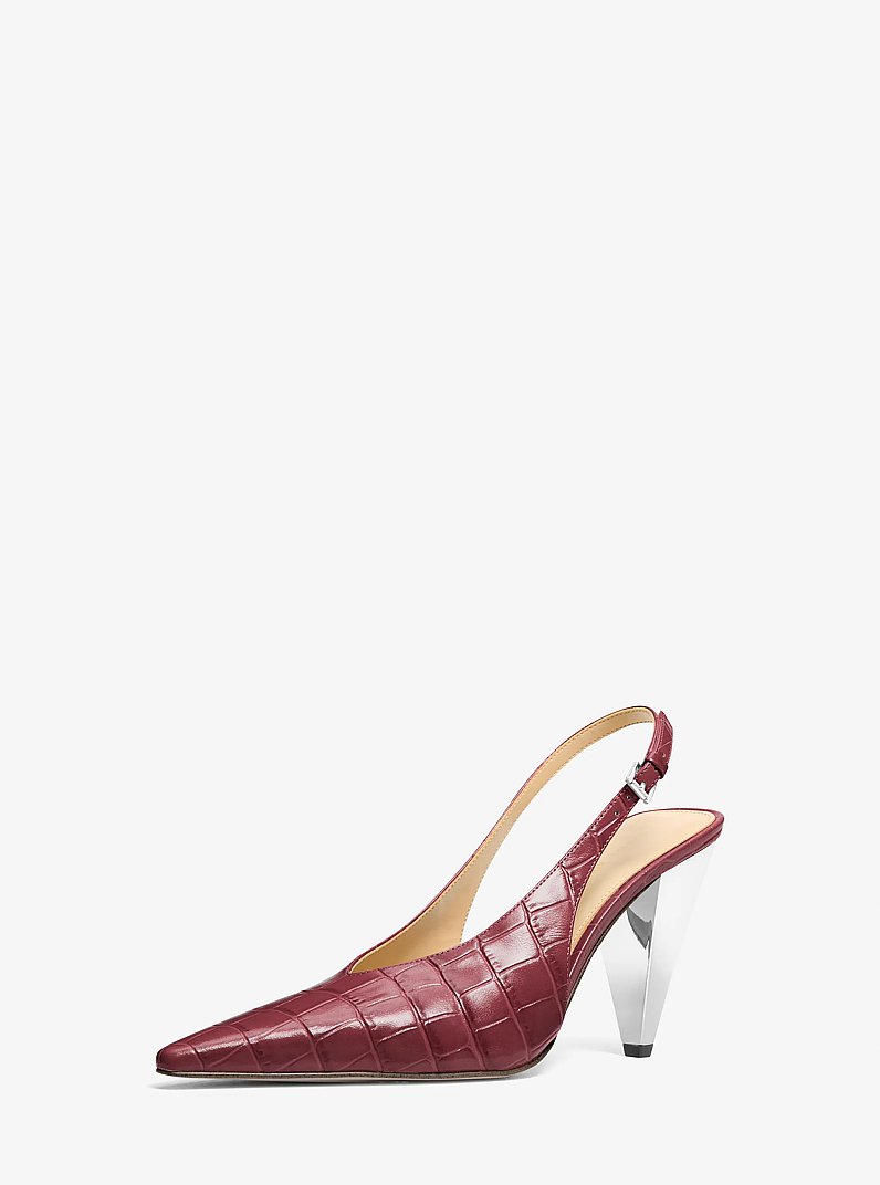 Electra Crocodile Embossed Leather Slingback Pump in OXBLOOD | Michael Kors