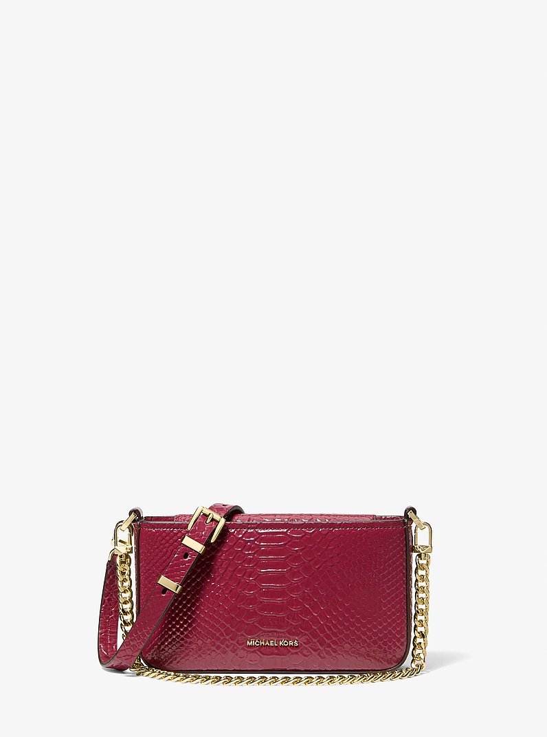 Bryant Small Snake Embossed Leather Convertible Crossbody Bag in MULBERRY | Michael Kors