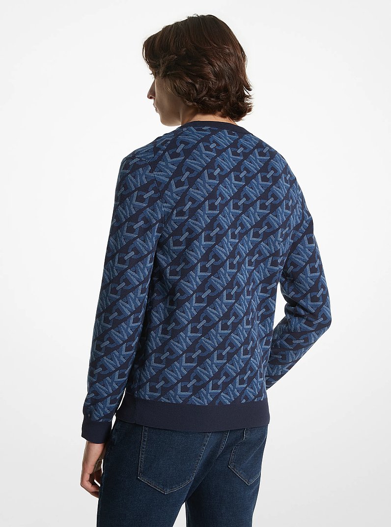 Empire Signature Logo Jacquard Merino Wool Sweater in MIDNIGHT