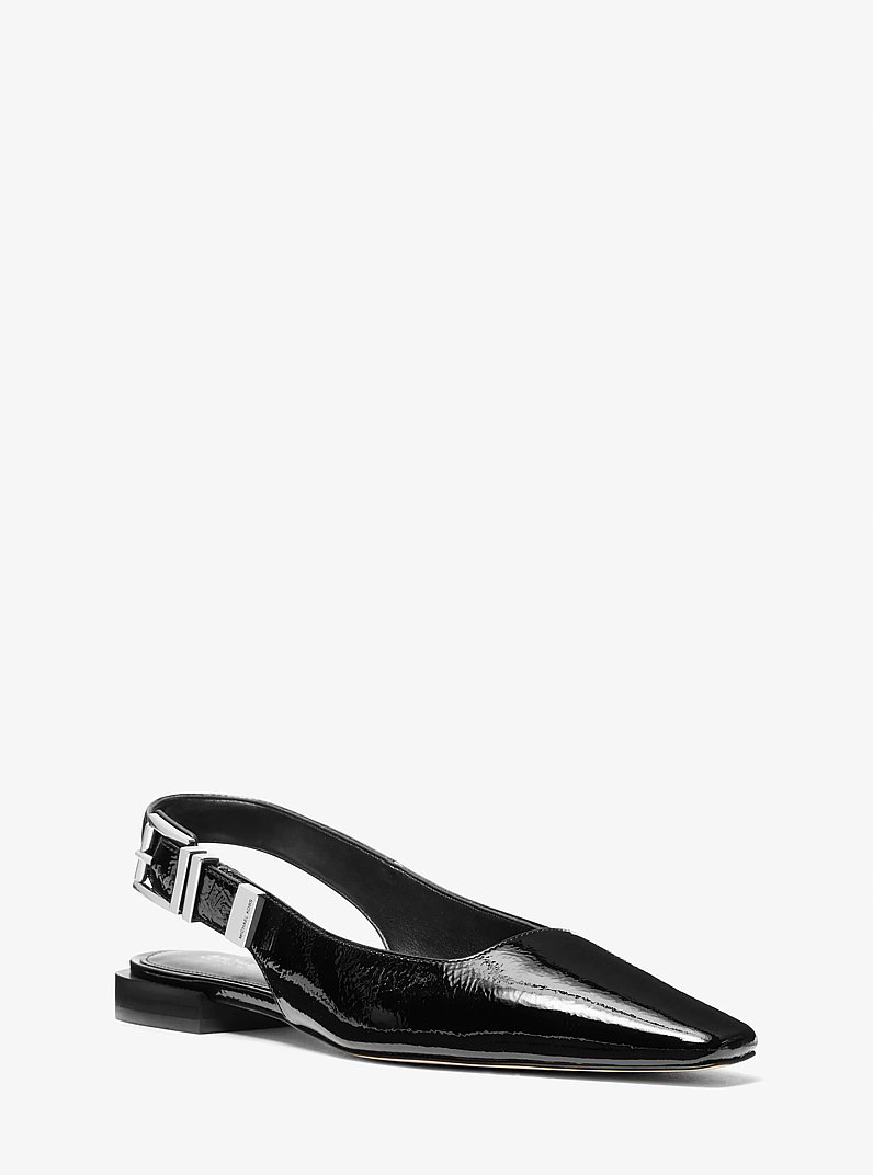 Darrington Crackled Patent Leather Flat in BLACK | Michael Kors