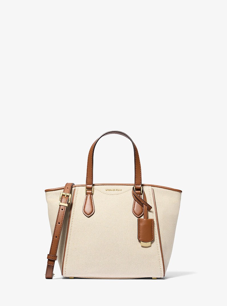 Taryn Small Canvas Convertible Crossbody Bag in LUGGAGE | Michael Kors