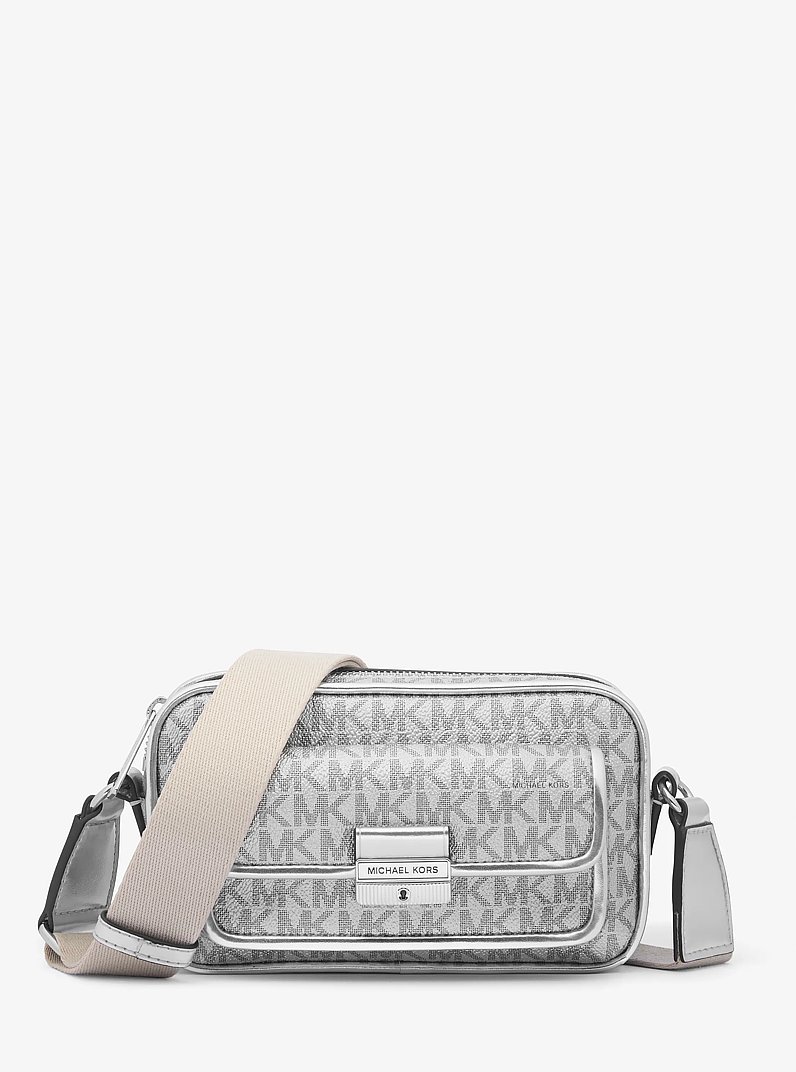 Bradshaw Extra-Small Metallic Signature Logo Camera Crossbody in SILVER | Michael Kors