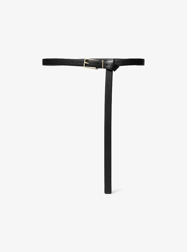 Leather Belt in BLACK | Michael Kors