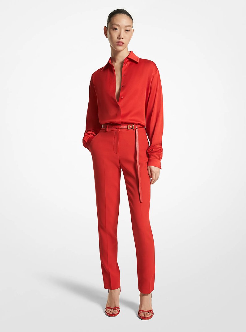 Pantal&oacute;n Samantha de crep&eacute; texturizado doble in AMAPOLA | Michael Kors