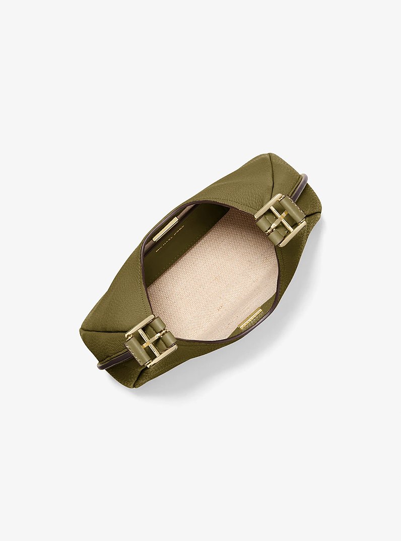 Nolita Small Pebbled Leather Hobo Shoulder Bag in SAFARI GREEN | Michael Kors