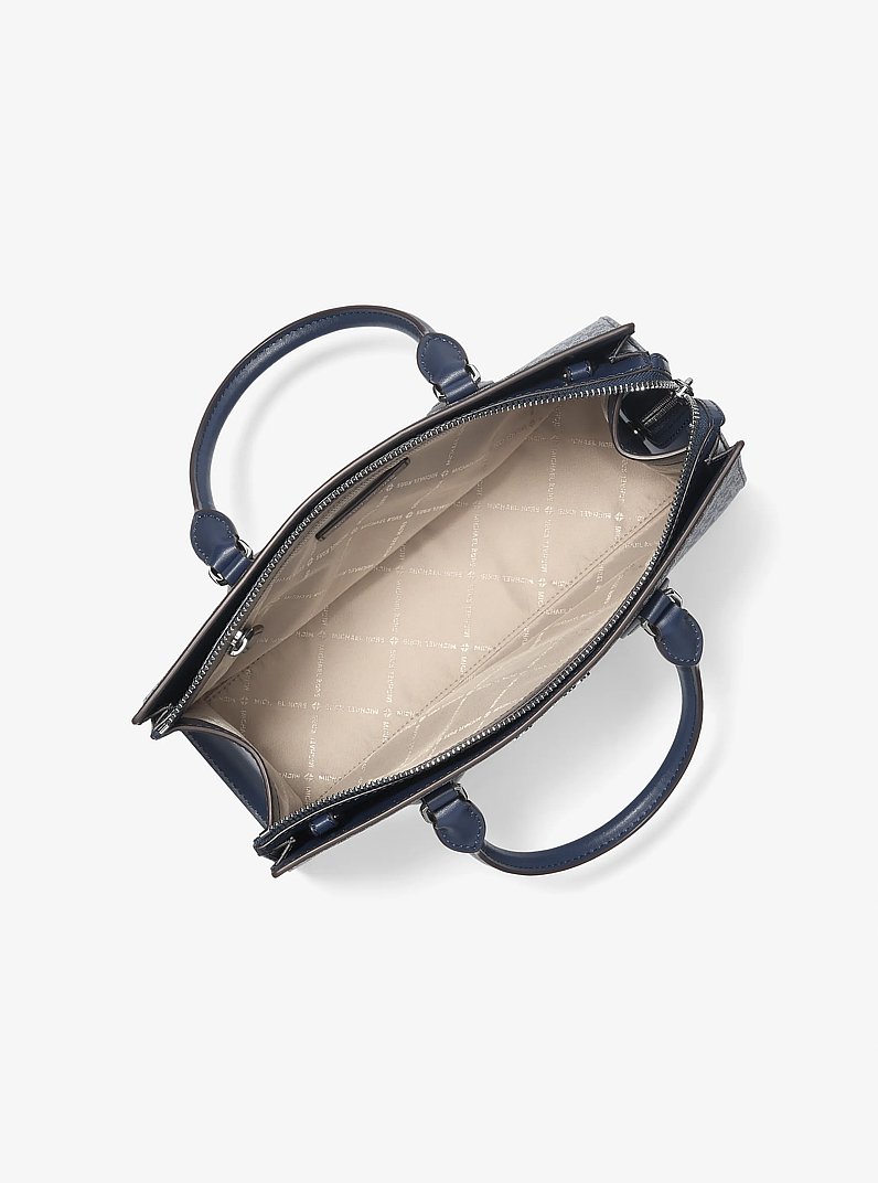 Sheila Medium Ombr&eacute; Signature Logo Satchel in NAVY | Michael Kors