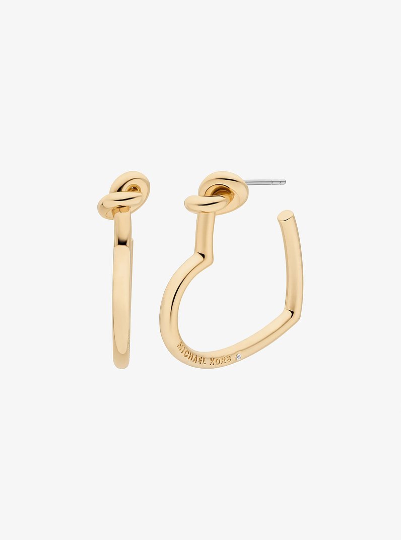 Knotted Heart Hoop Earrings in GOLD | Michael Kors