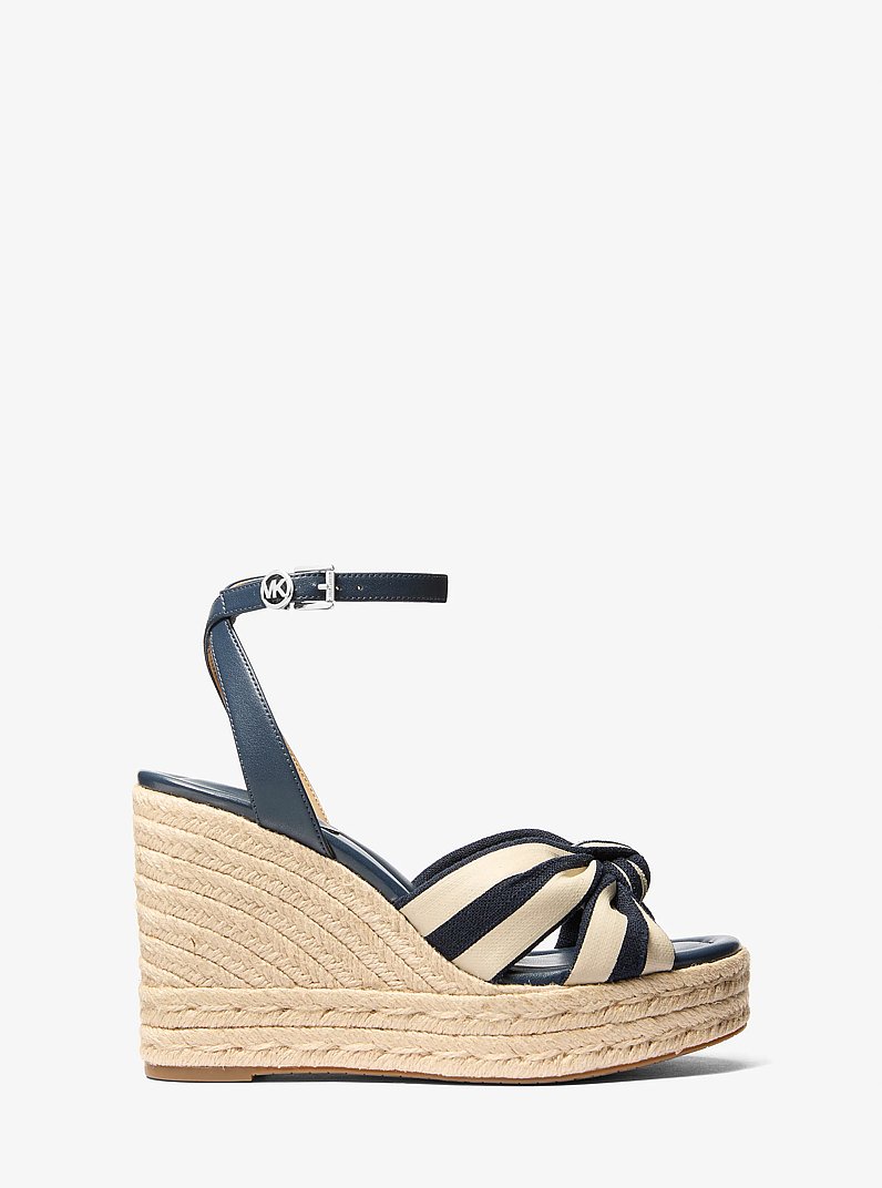 Sandalia Elena con cu&ntilde;a de mezcla de lino a rayas in AZUL MARINO | Michael Kors