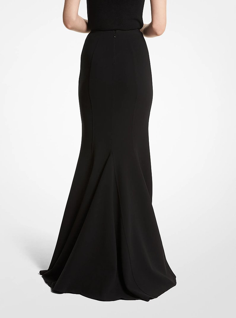 Double Faced Stretch Wool Fishtail Skirt in BLACK | Michael Kors