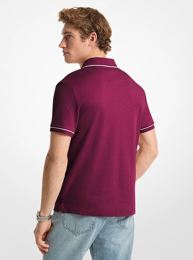 Cotton Polo Shirt in WINEBERY HTR | Michael Kors