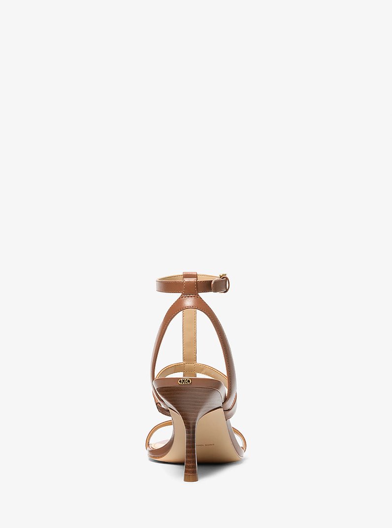 Nara Studded Leather Sandal in LUGGAGE | Michael Kors