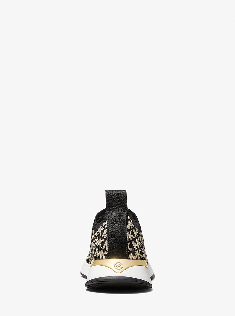 Bodie Metallic Logo Jacquard Slip-On Trainer in BLACK | Michael Kors