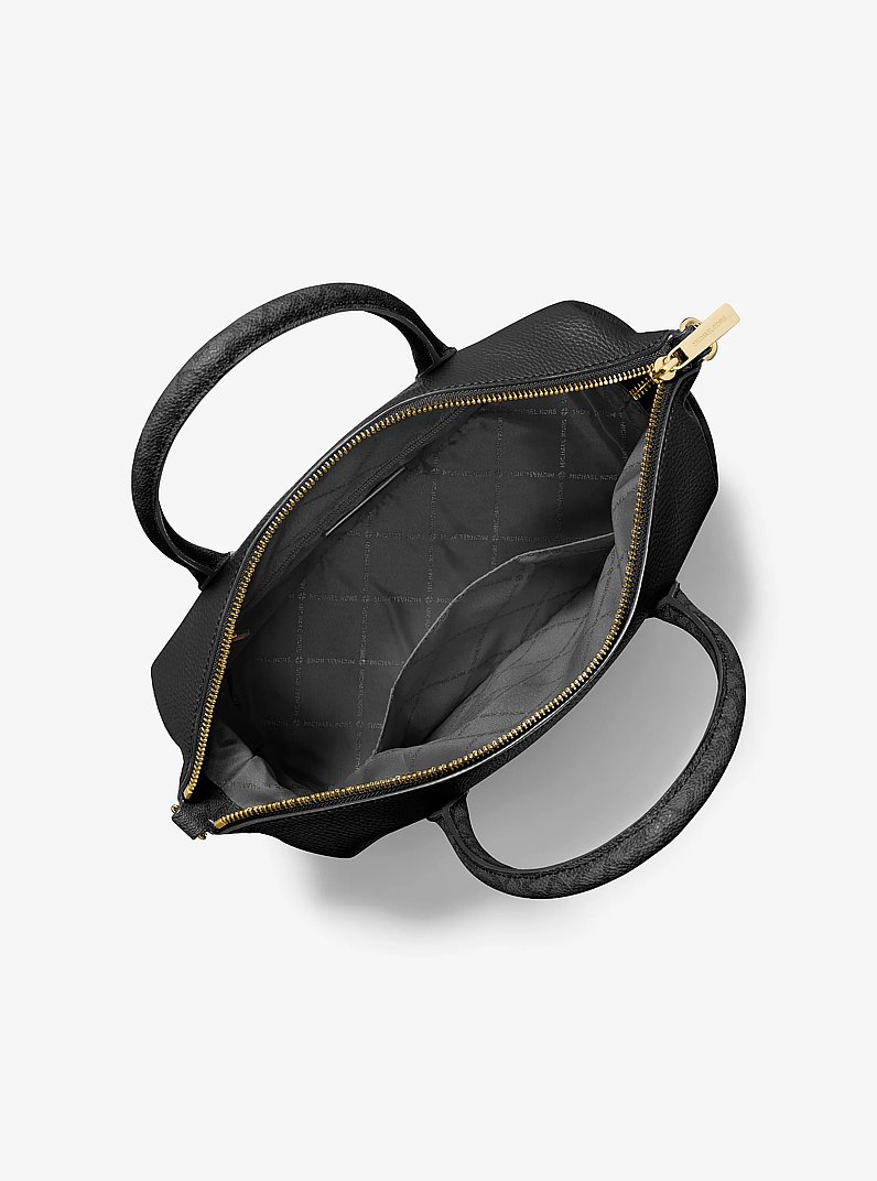 Hyde Medium Pebbled and Signature Logo Satchel in BLACK | Michael Kors