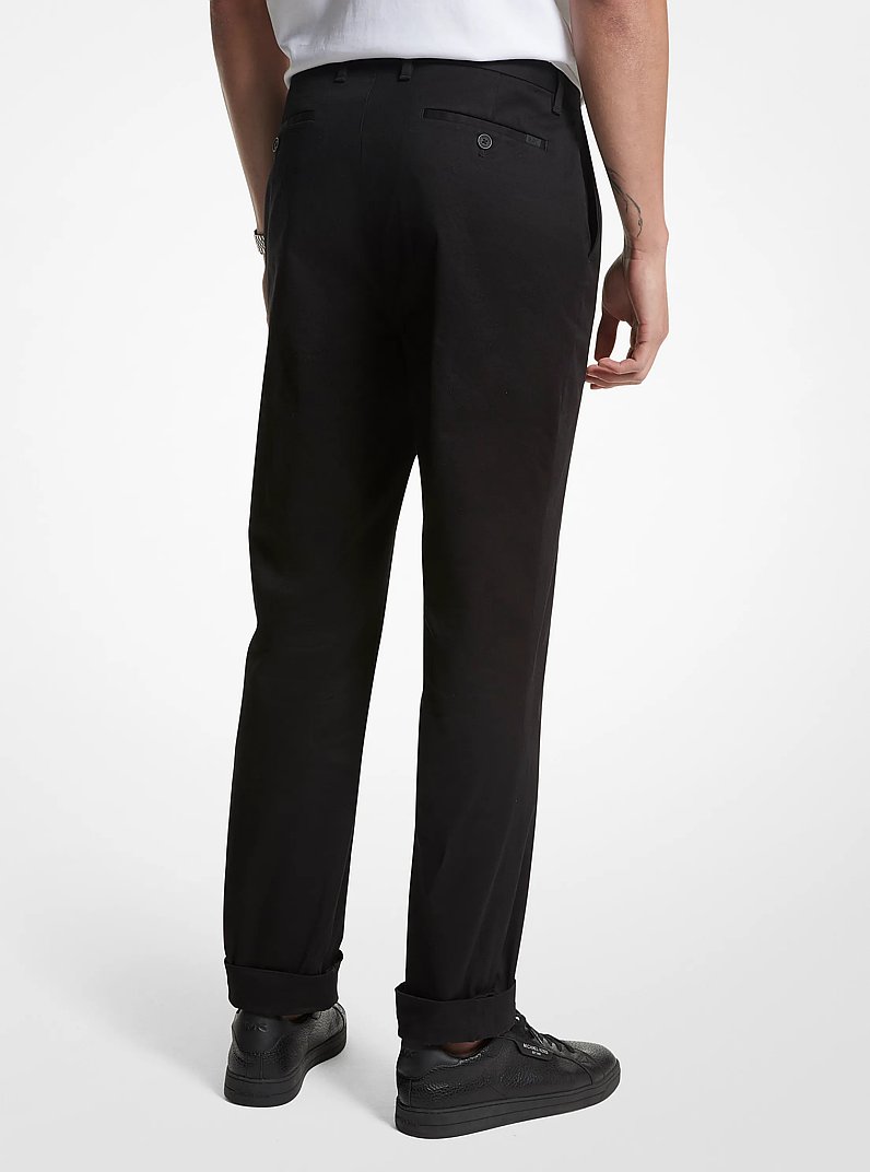 Stretch Cotton Cuffed Pants in BLACK | Michael Kors