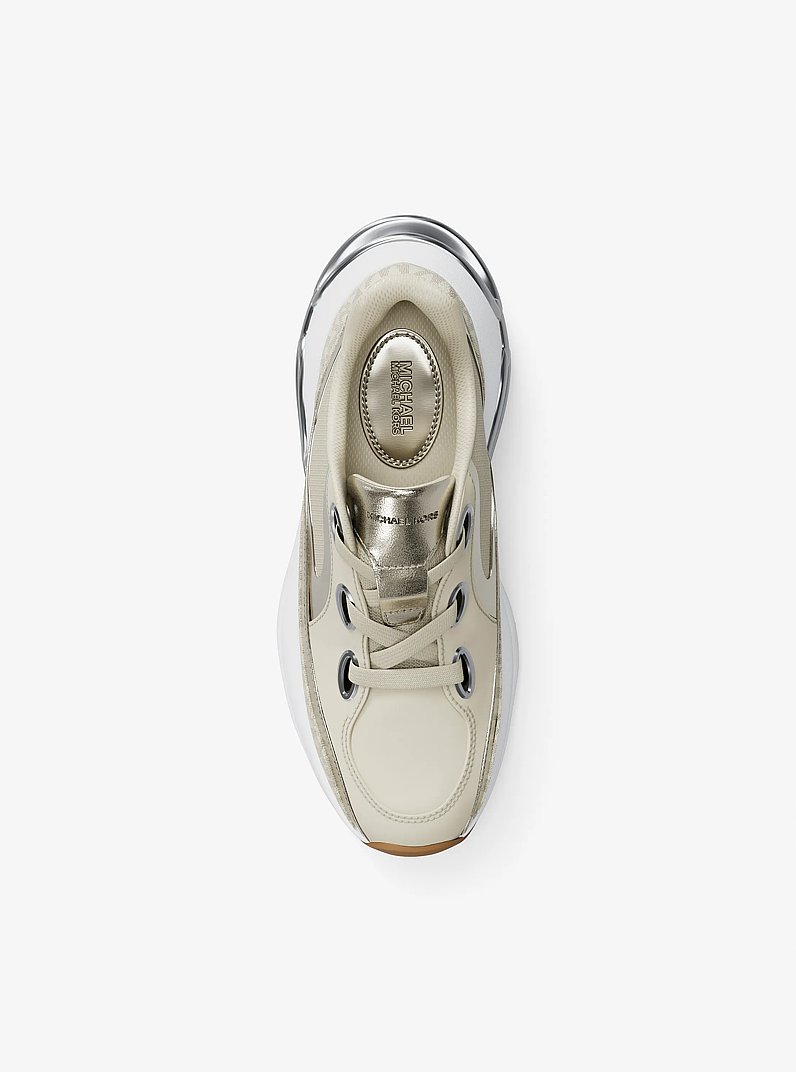 Toni Mixed-Media Trainer in VANILLA | Michael Kors