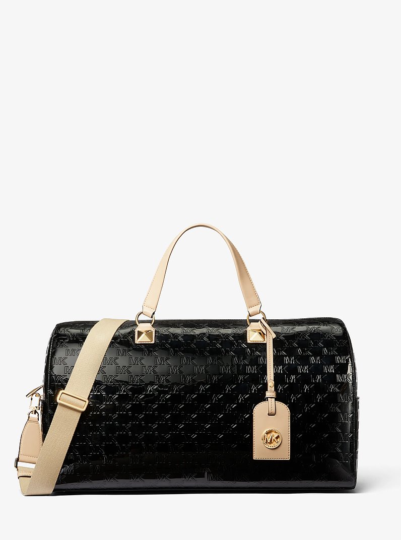 Bolso de viaje Grayson extragrande de charol en relieve con logotipo in NEGRO | Michael Kors