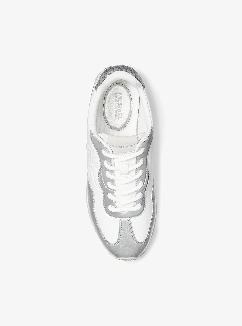 Essex Mixed-Media Trainer in SILVER | Michael Kors