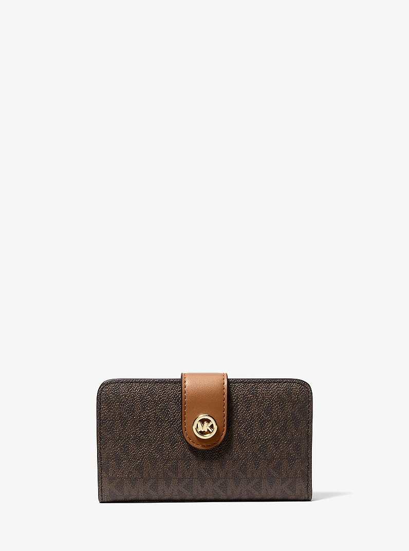 MK Pop Charm Medium Signature Logo Wallet in BRN/ACORN | Michael Kors
