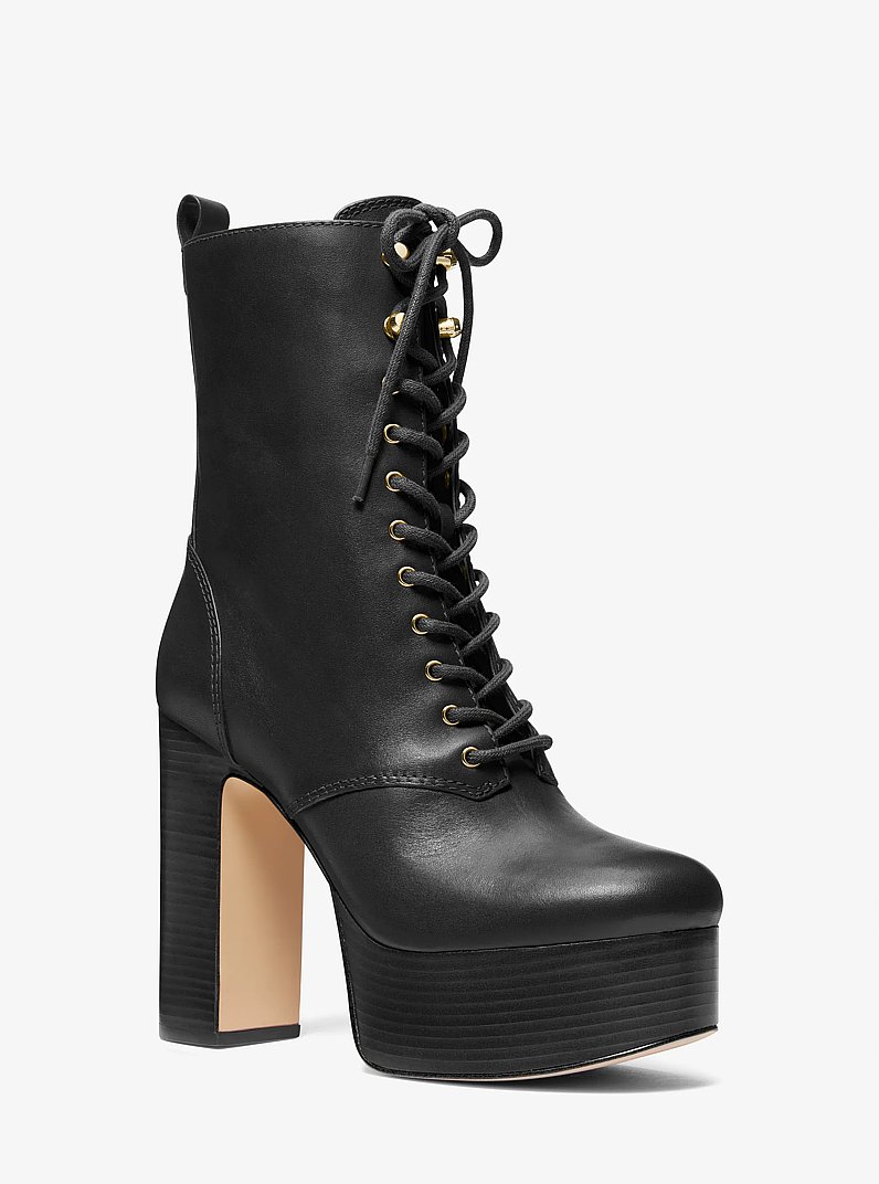 Plateau-Stiefel Natasha aus Leder in SCHWARZ | Michael Kors