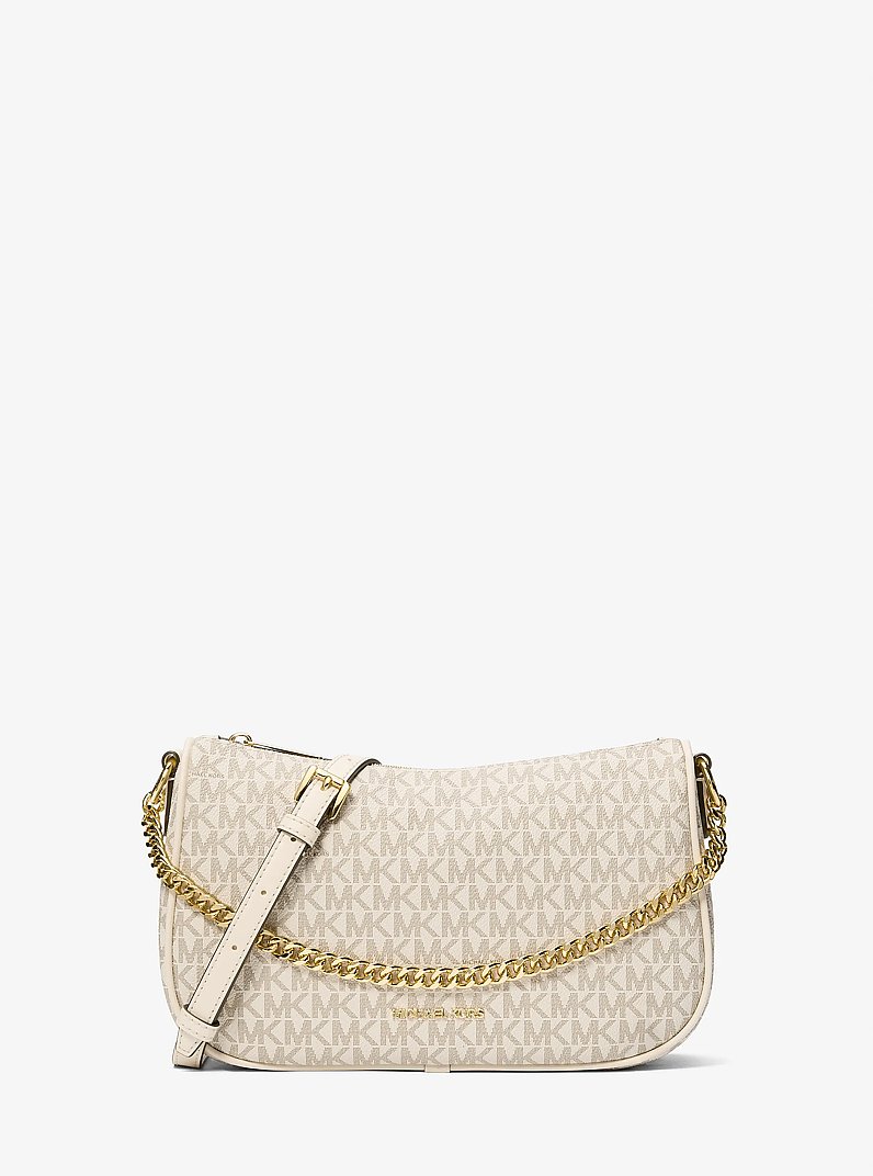 Carmela Medium Signature Logo Convertible Crossbody Bag in LT CRM MULTI | Michael Kors