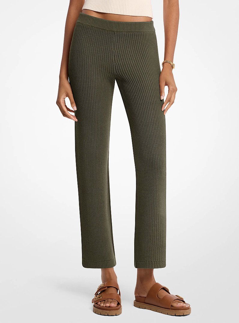 Relaxed-Fit Cotton Blend Pants in OLIVE | Michael Kors