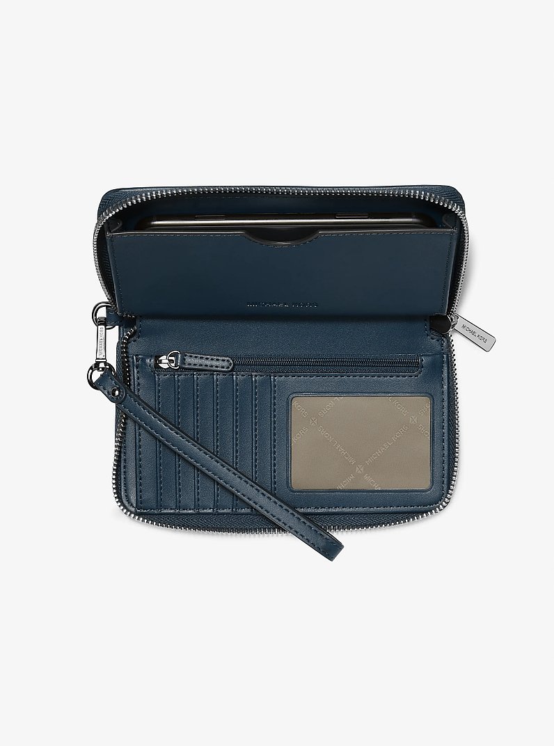 Jet Set Large Washed Denim Smartphone Wristlet