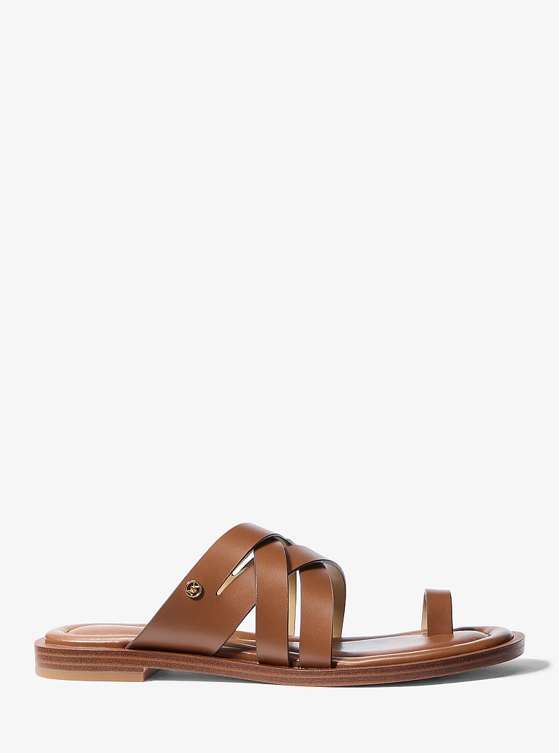 Nora Leather Sandal in LUGGAGE | Michael Kors