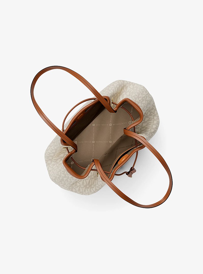 Avery Medium Signature Logo Bucket Tote Bag in VANILLA/ACORN | Michael Kors
