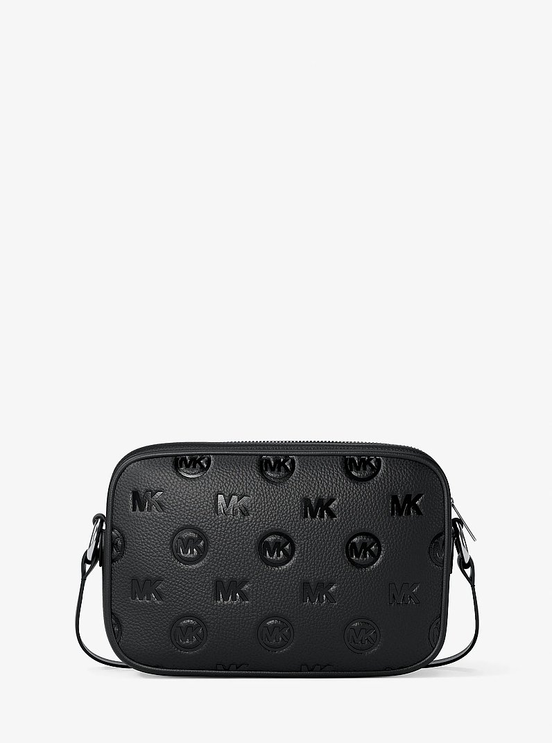 Jet Set Travel Large Logo Debossed Camera Crossbody Bag in BLACK | Michael Kors