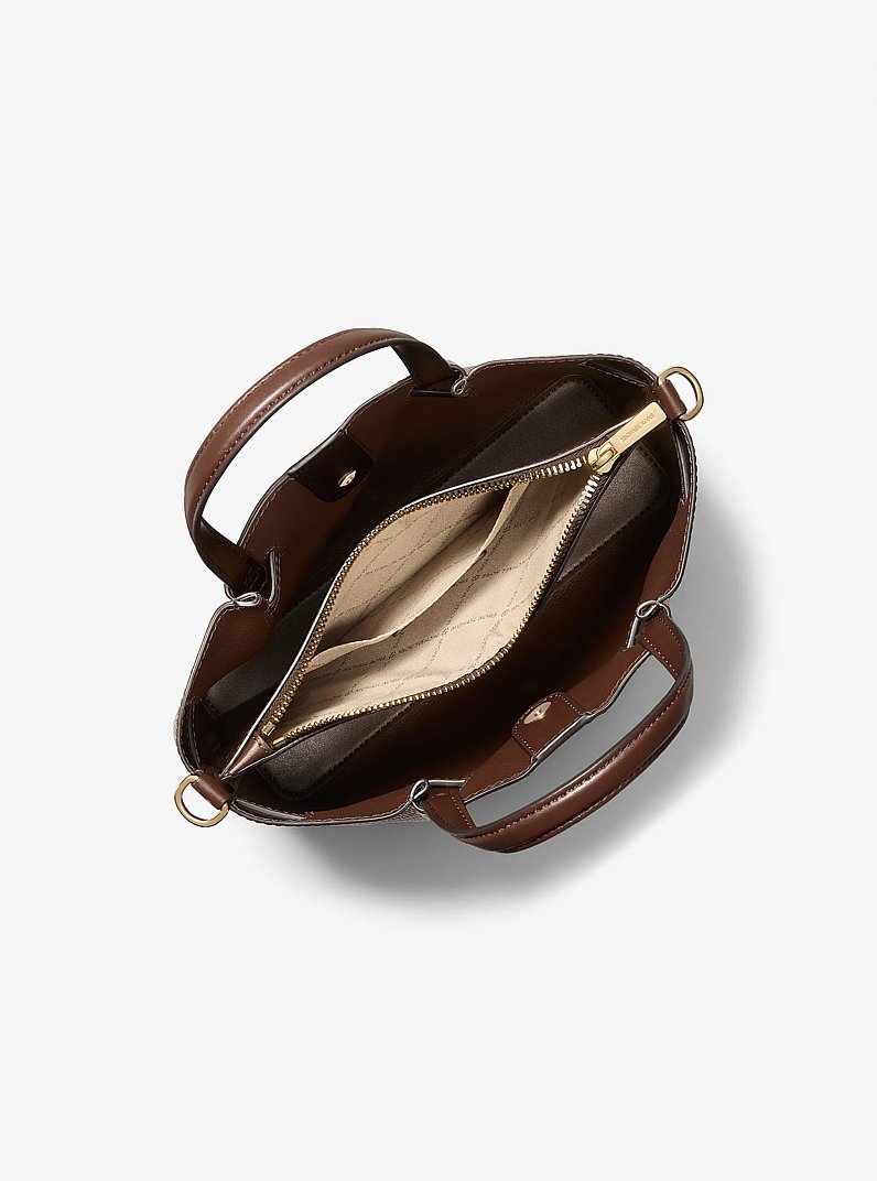 Carson Small Pebbled Leather Satchel in NUTMEG | Michael Kors