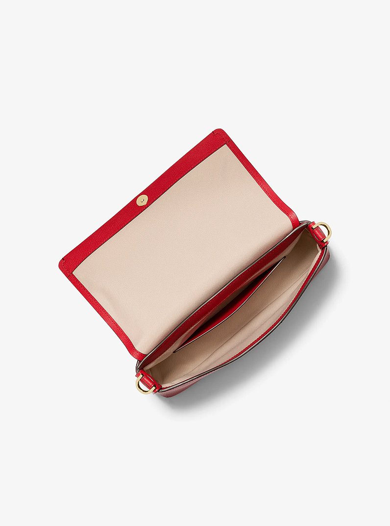 Nessa Large Leather Crossbody Bag in CRIMSON | Michael Kors