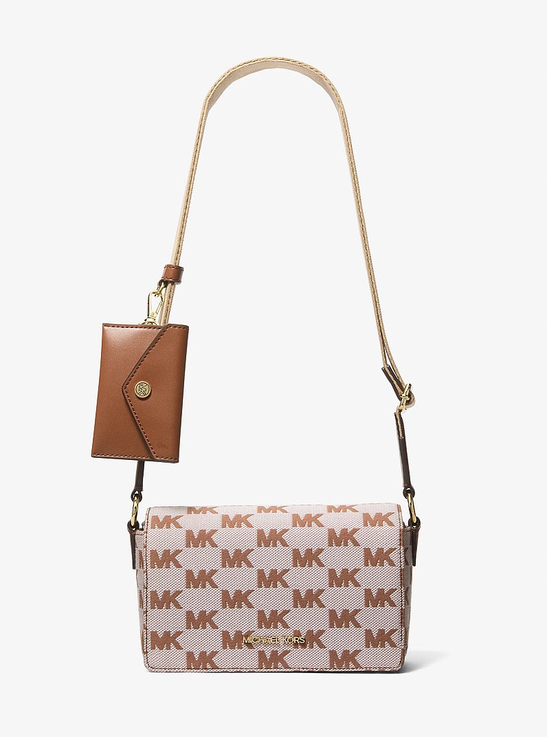 Bandolera Vincent peque&ntilde;a con logotipo en jacquard y tarjetero in LUGGAGE | Michael Kors