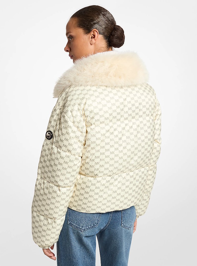 Logo Print and Sherpa Puffer Jacket in CHOCOLATE | Michael Kors [US]
